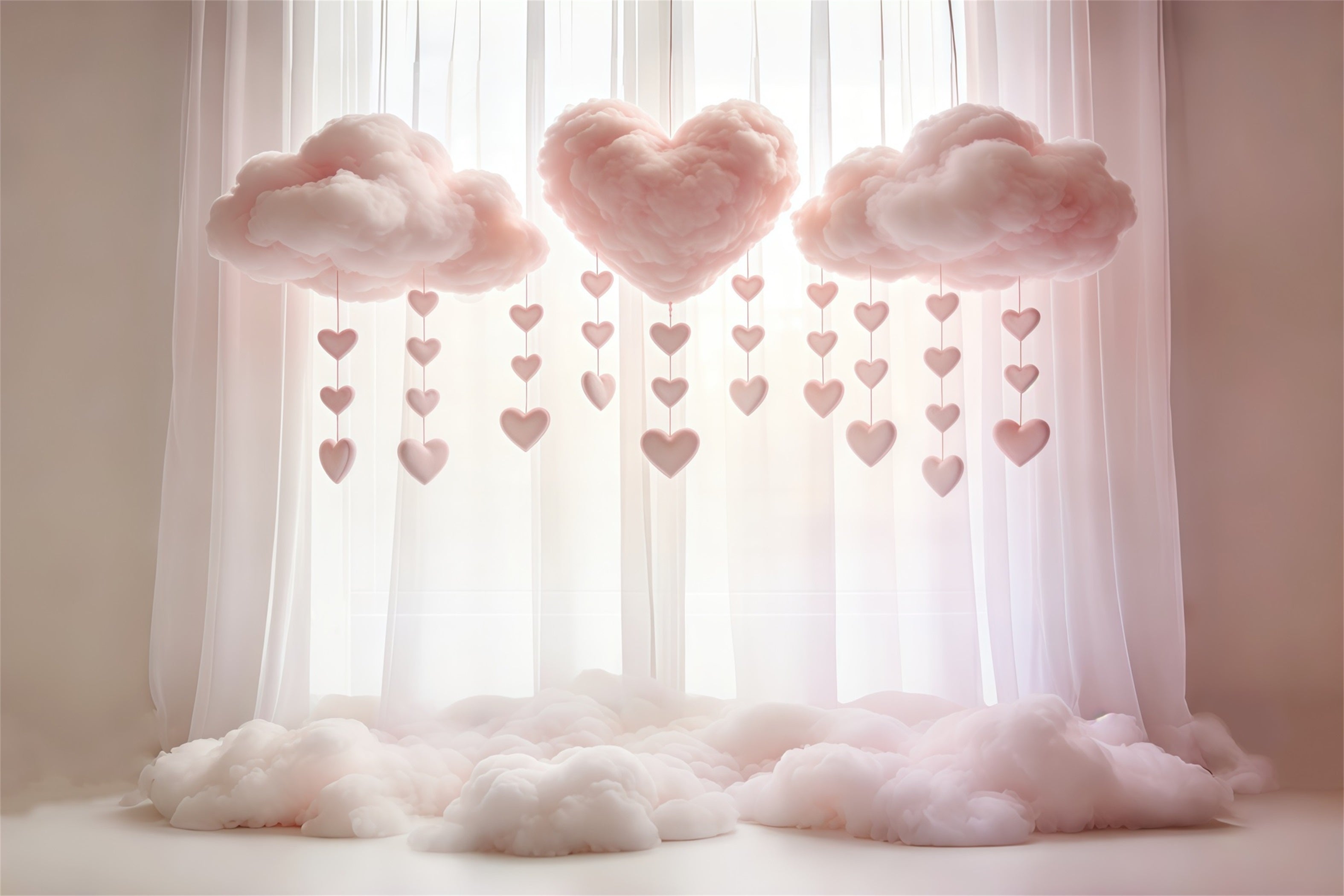 Herzwolken, verträumte rosa Wolken, Vorhang, alles Gute zum Muttertag, Hintergrund CSH63-86