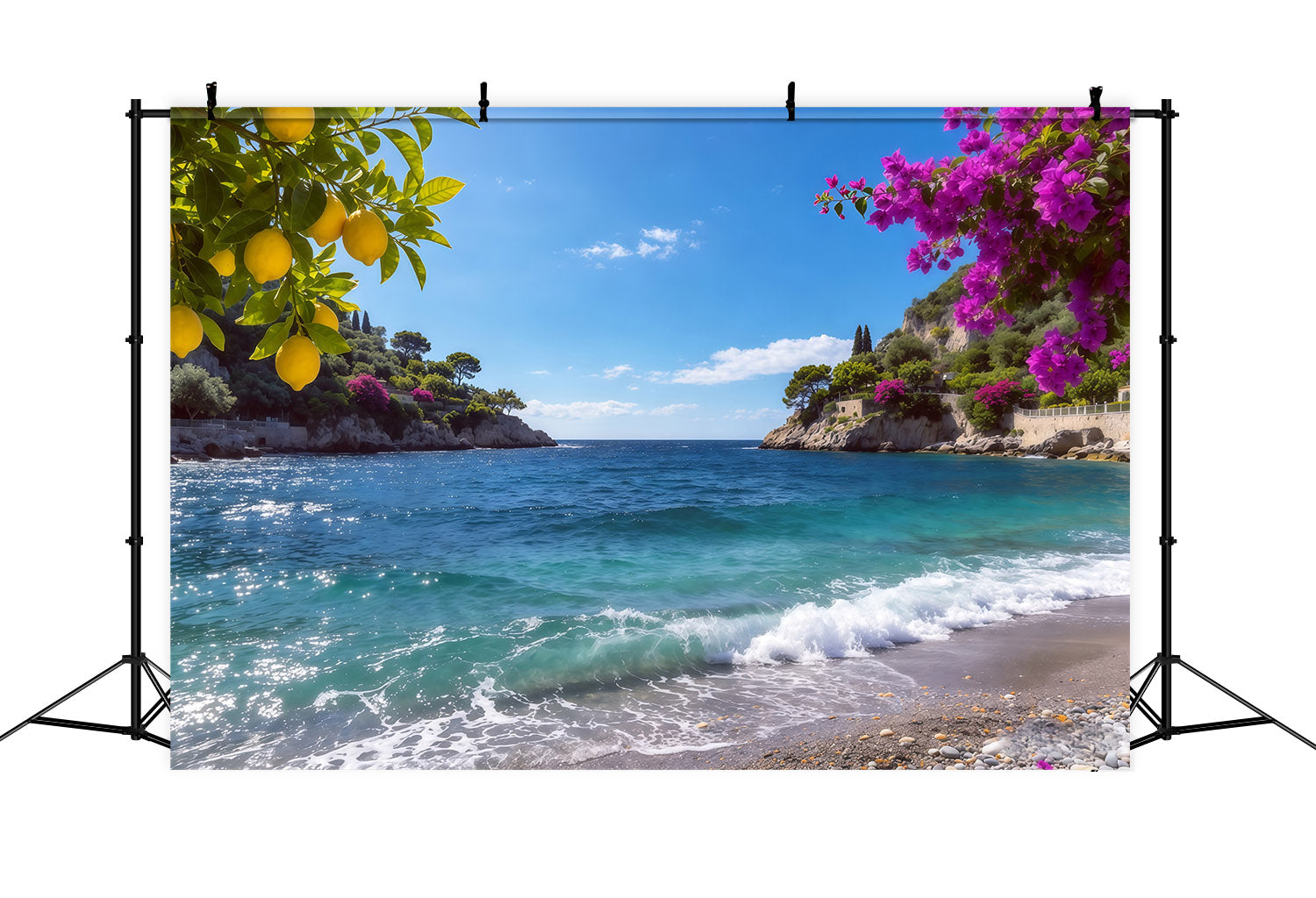 Amalfi-Küste, Zitronenblüte, Küstenblaue Bucht, Sommerfotohintergrund CSH64-80