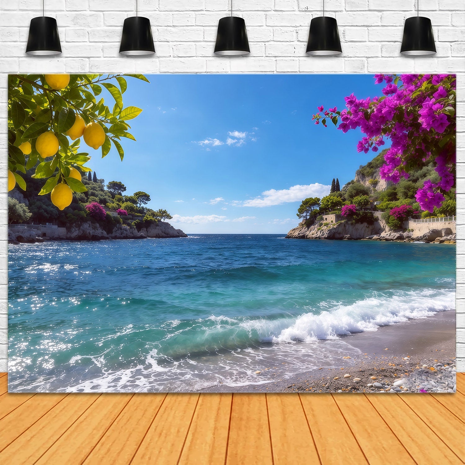 Amalfi-Küste, Zitronenblüte, Küstenblaue Bucht, Sommerfotohintergrund CSH64-80