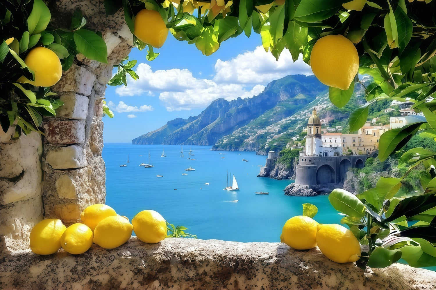 Amalfi-Küste – Zitronen-Sommerkulisse mit mediterranem Meer – Ideen für sommerliche Kulissen CSH64-81