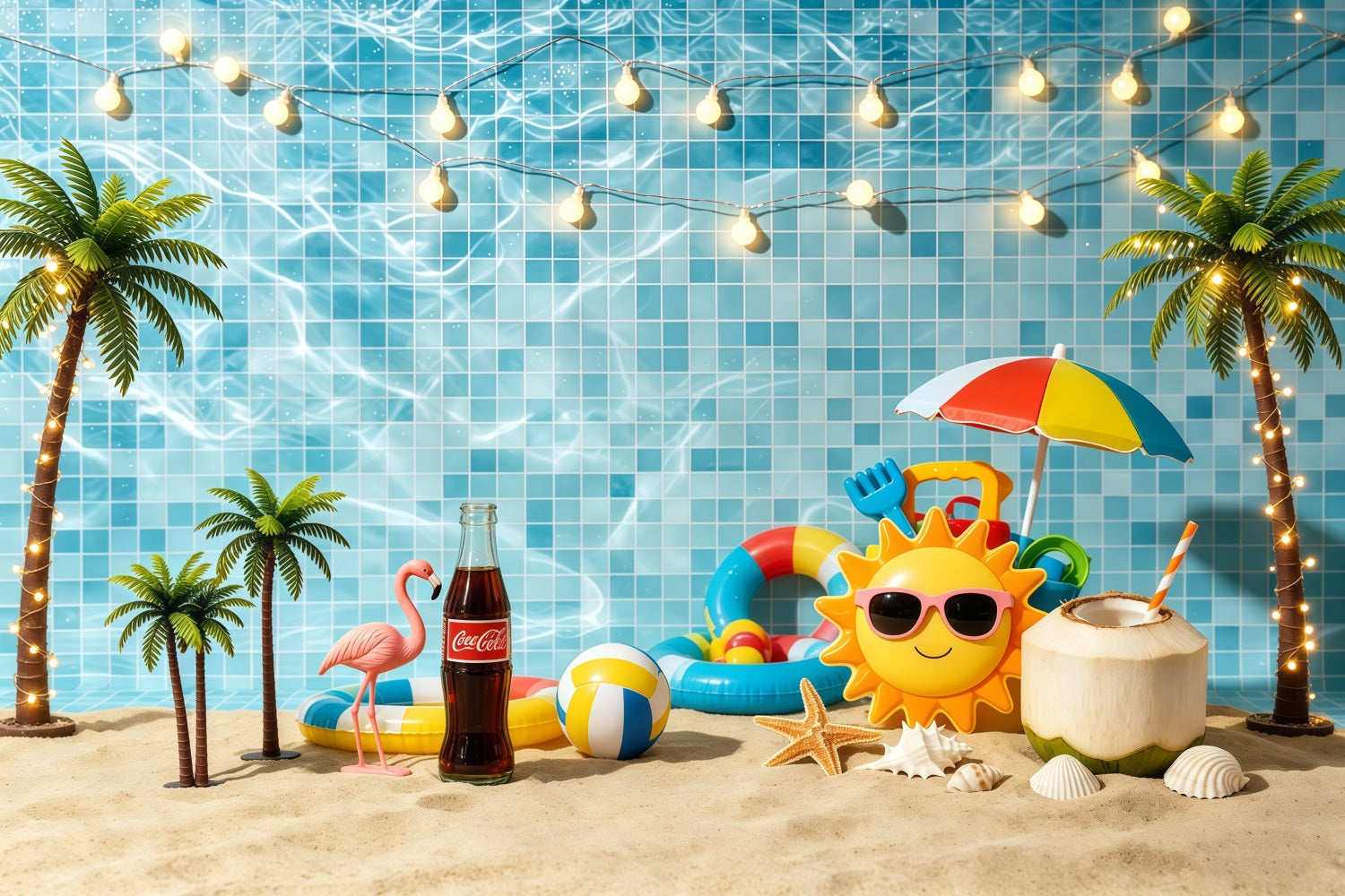 Strandkulisse, Poolparty-Dekoration, Sommerstrandkulisse CSH64-83