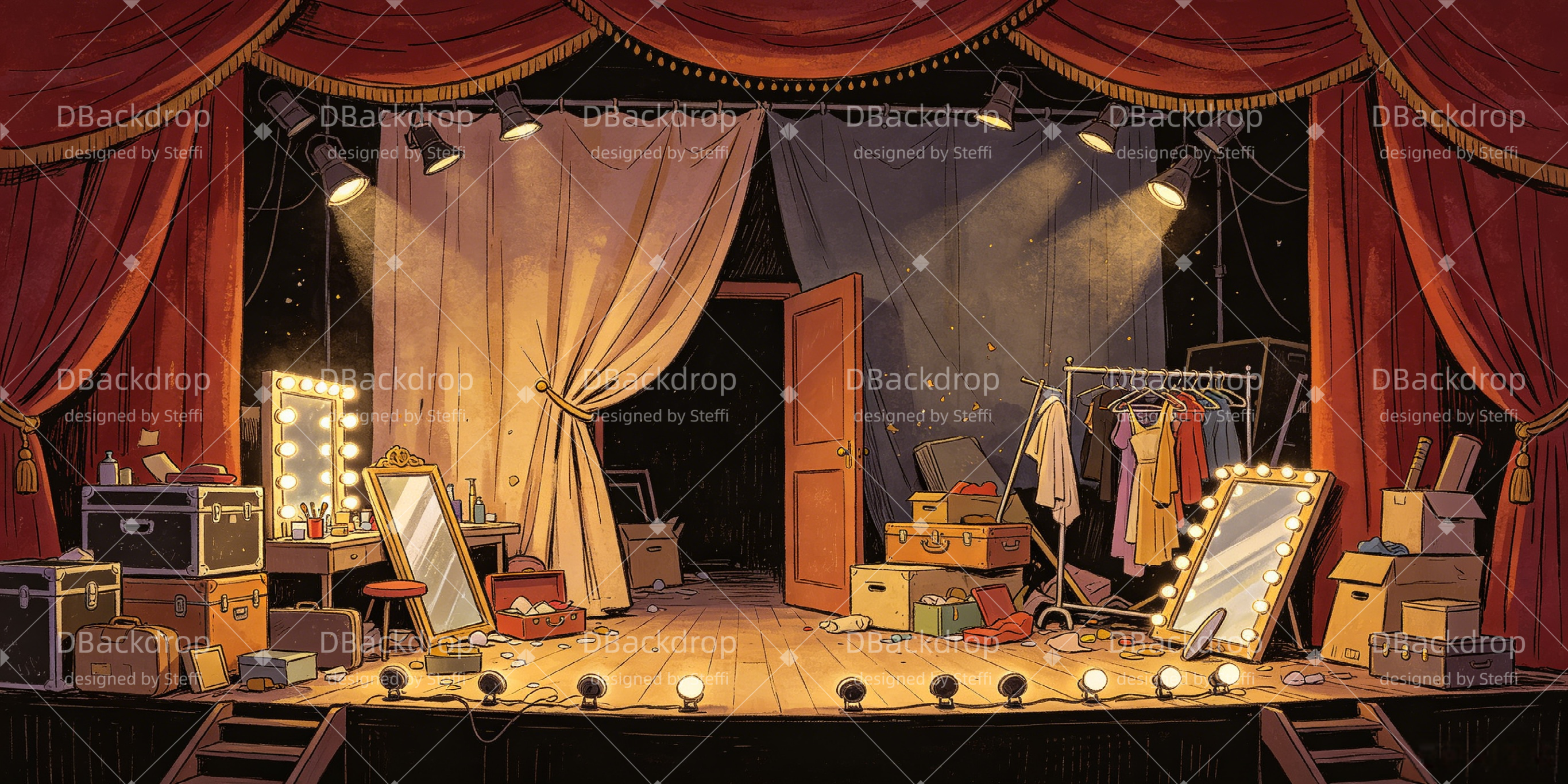 Aufführungshintergrund Unordentliche Garderobe Theaterkulisse CSH66-T10