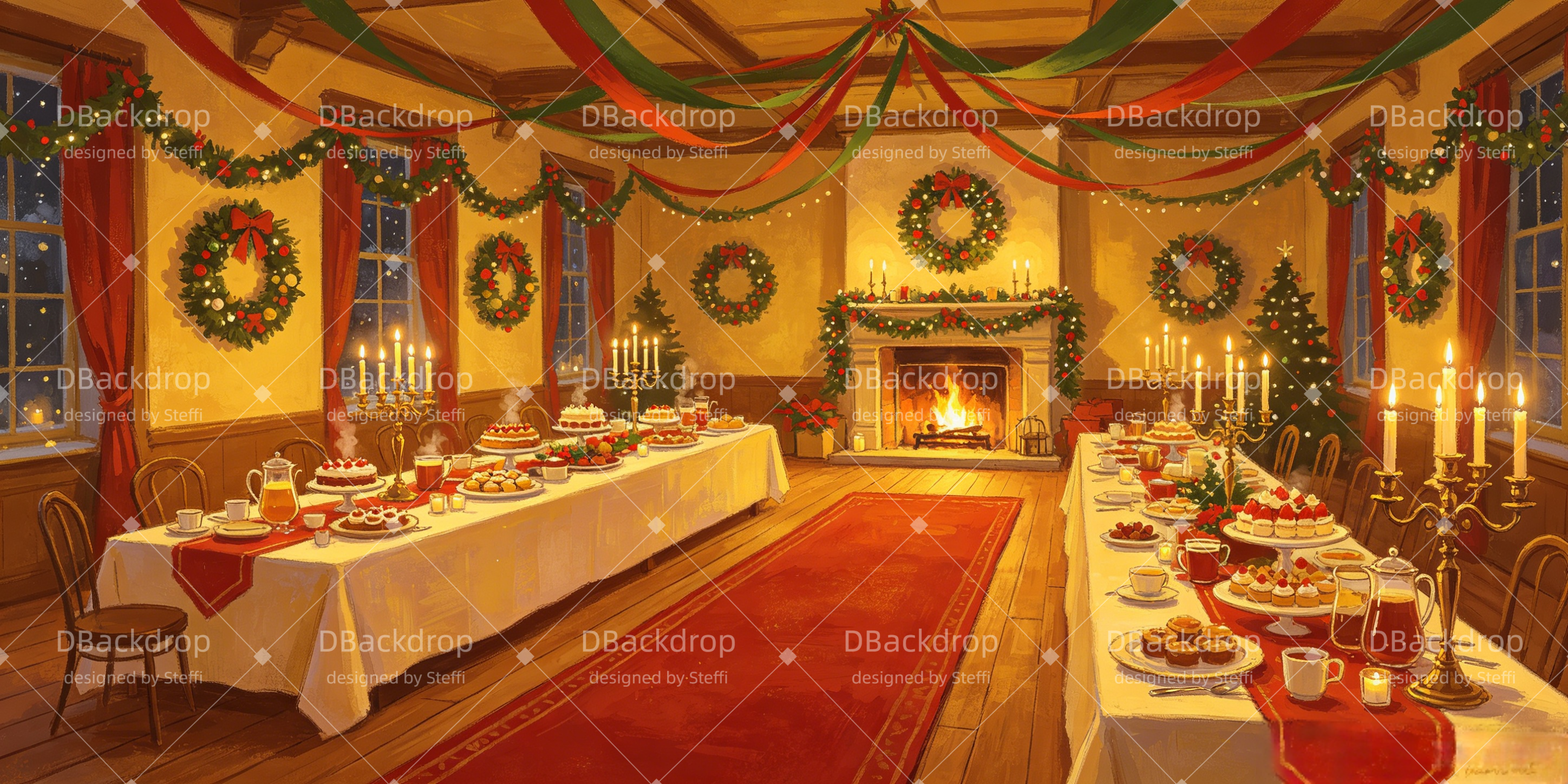 Weihnachts Bühnenhintergrund Festlicher Bankettsaal CSH66-T67