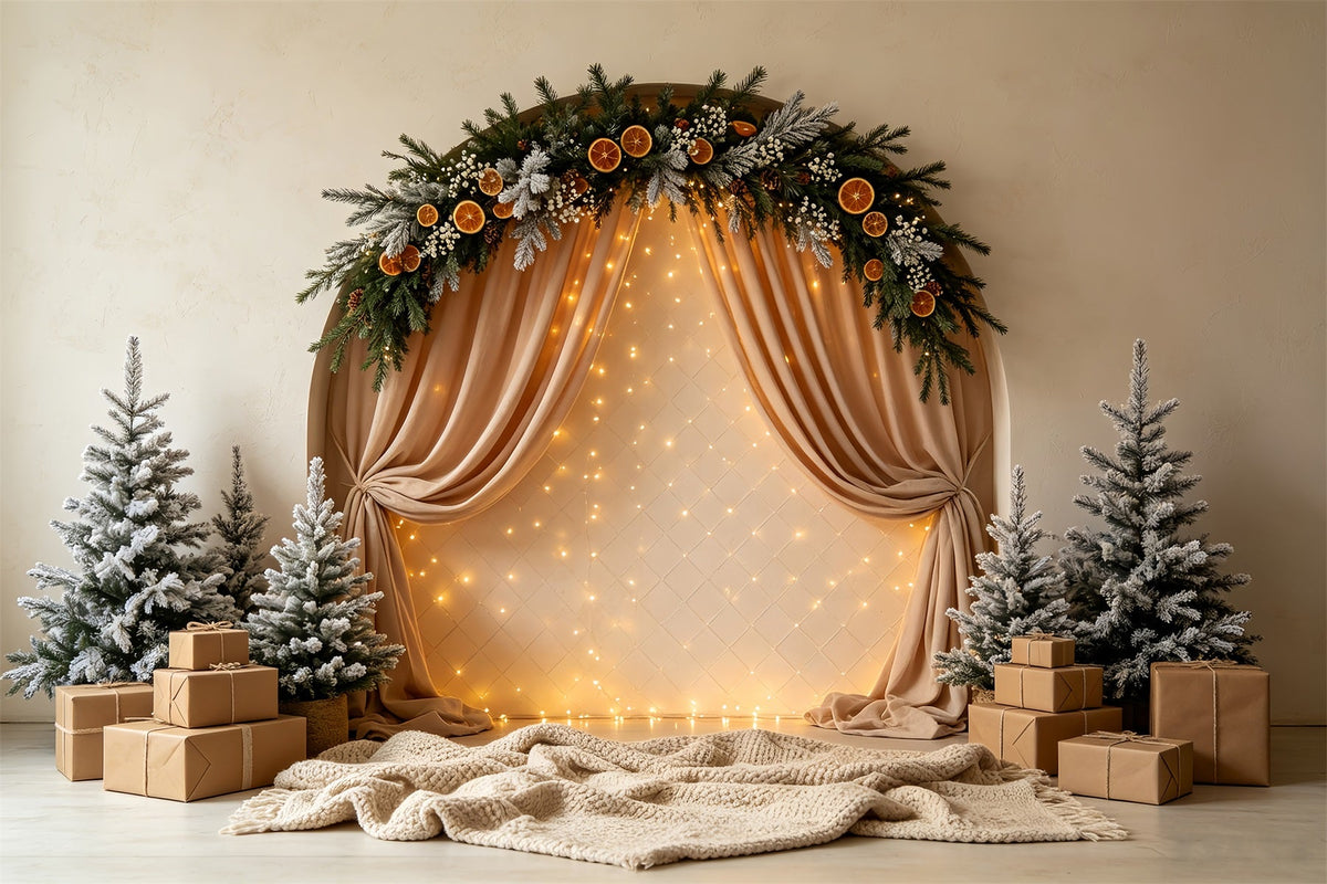 Weihnachtsbeleuchtung-Hintergrund Frostiger Bogengirlandenvorhang Weihnachtshintergrund CSH68-56