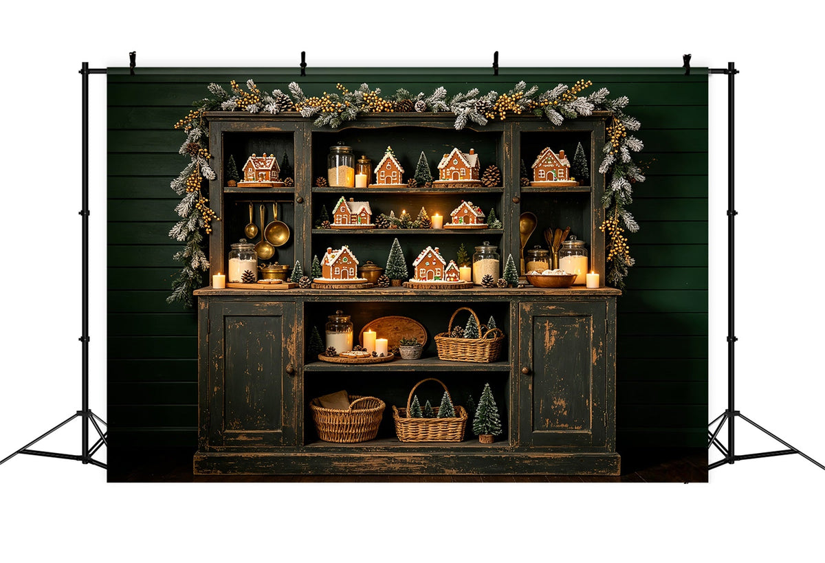 Weihnachtsküchen-Hintergrund Lebkuchen-Regaldorf Weihnachts-Fotografie-Hintergrund CSH68-57