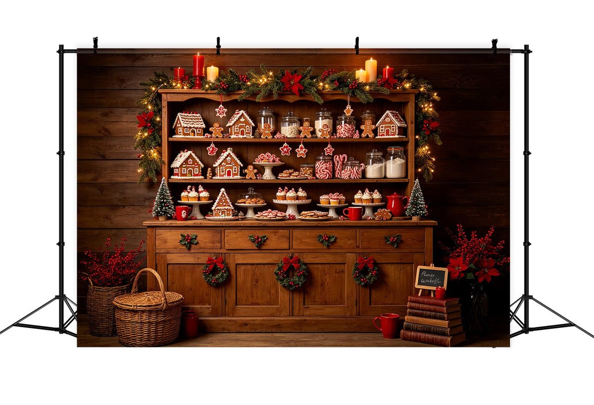 Weihnachtsbäckerei-Hintergrund Lebkuchen-Süßigkeitenschrank Weihnachts-Fotografie-Hintergründe CSH68-59