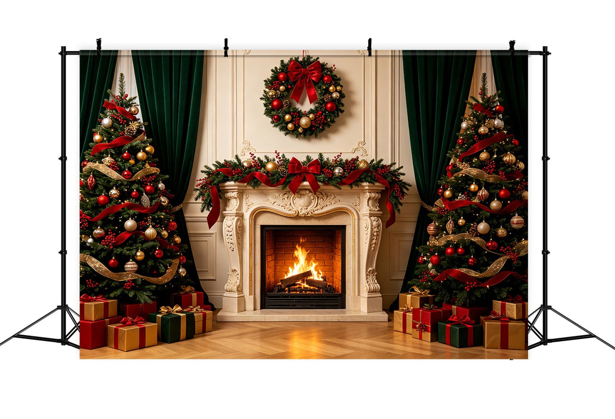 Weihnachtskamin-Hintergrund Eleganter Wandkamin Weihnachts-Fotografie-Hintergründe CSH68-67