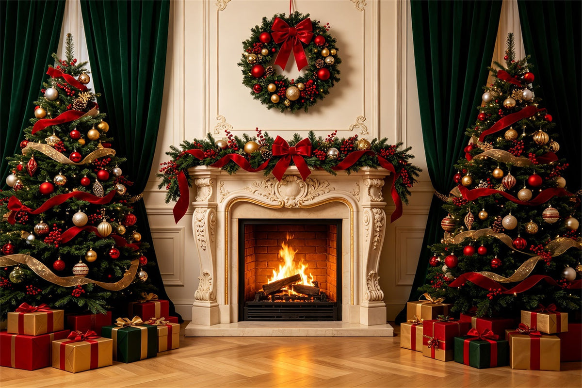Weihnachtskamin-Hintergrund Eleganter Wandkamin Weihnachts-Fotografie-Hintergründe CSH68-67
