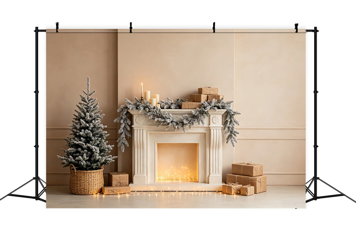 Weiße Weihnachtskulisse Schneebedeckter Kamingirlande Weihnachtskulisse Für Den Innenbereich CSH68-72