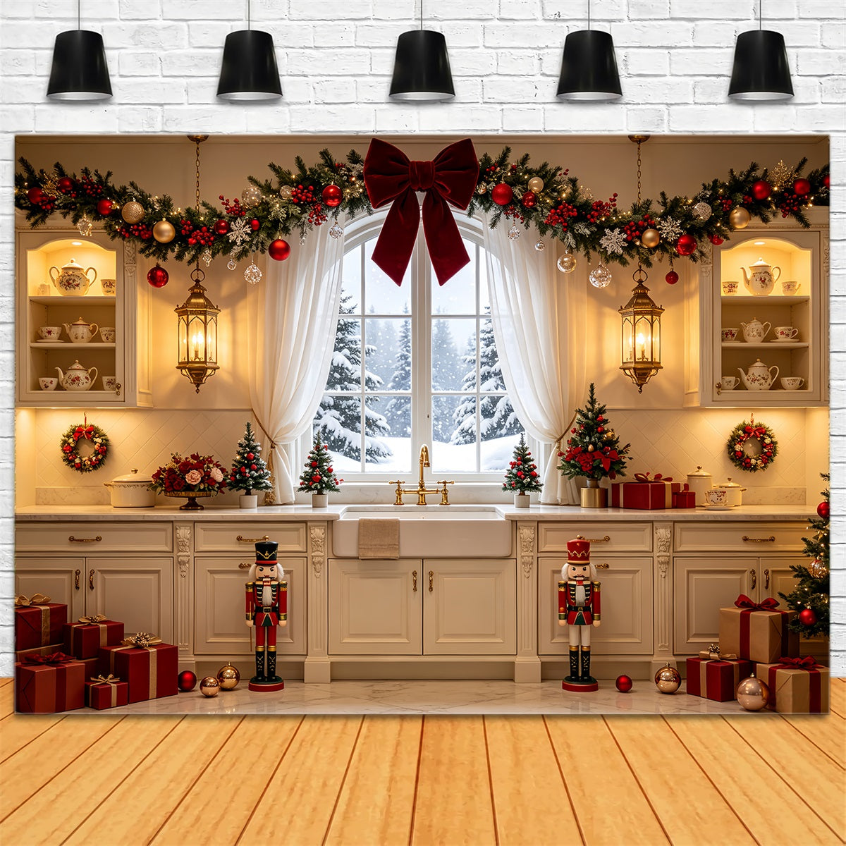 Weihnachtskulisse Für Die Küche Rote Geschenkbox-Präsentation Studio-Weihnachtskulisse CSH68-77