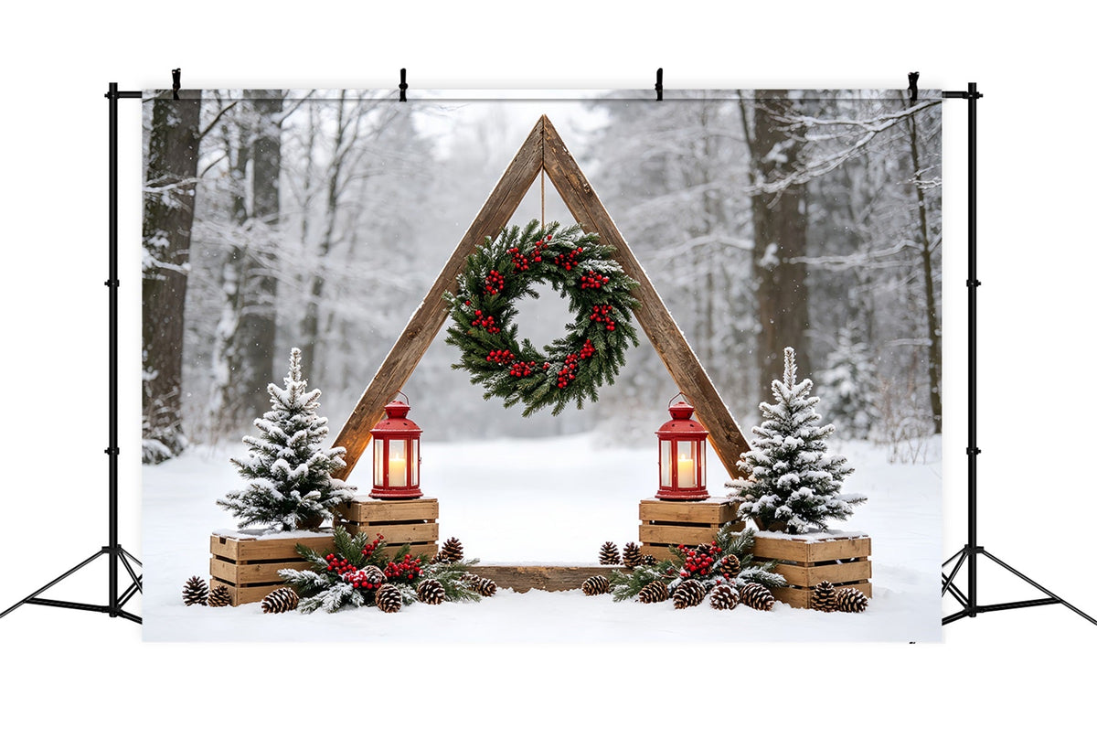 Weihnachtswald-Kulisse Rustikaler Waldbogenkranz Studio-Weihnachtskulissen CSH68-78