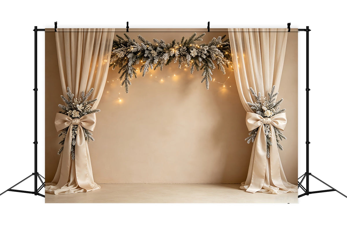 Einfacher Weihnachtshintergrund Eleganter Schneebedeckter Girlandenvorhang Weihnachtliche Indoor-Hintergrundkulisse CSH68-81