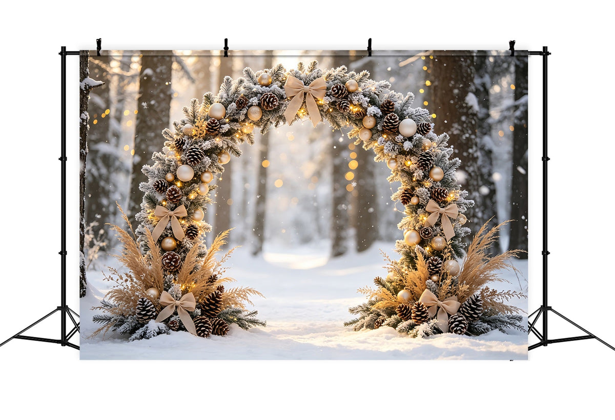 Weihnachts-Bokeh-Hintergrund Torbogen Aus Vereistem Wald Weihnachtswand-Hintergrund CSH68-84