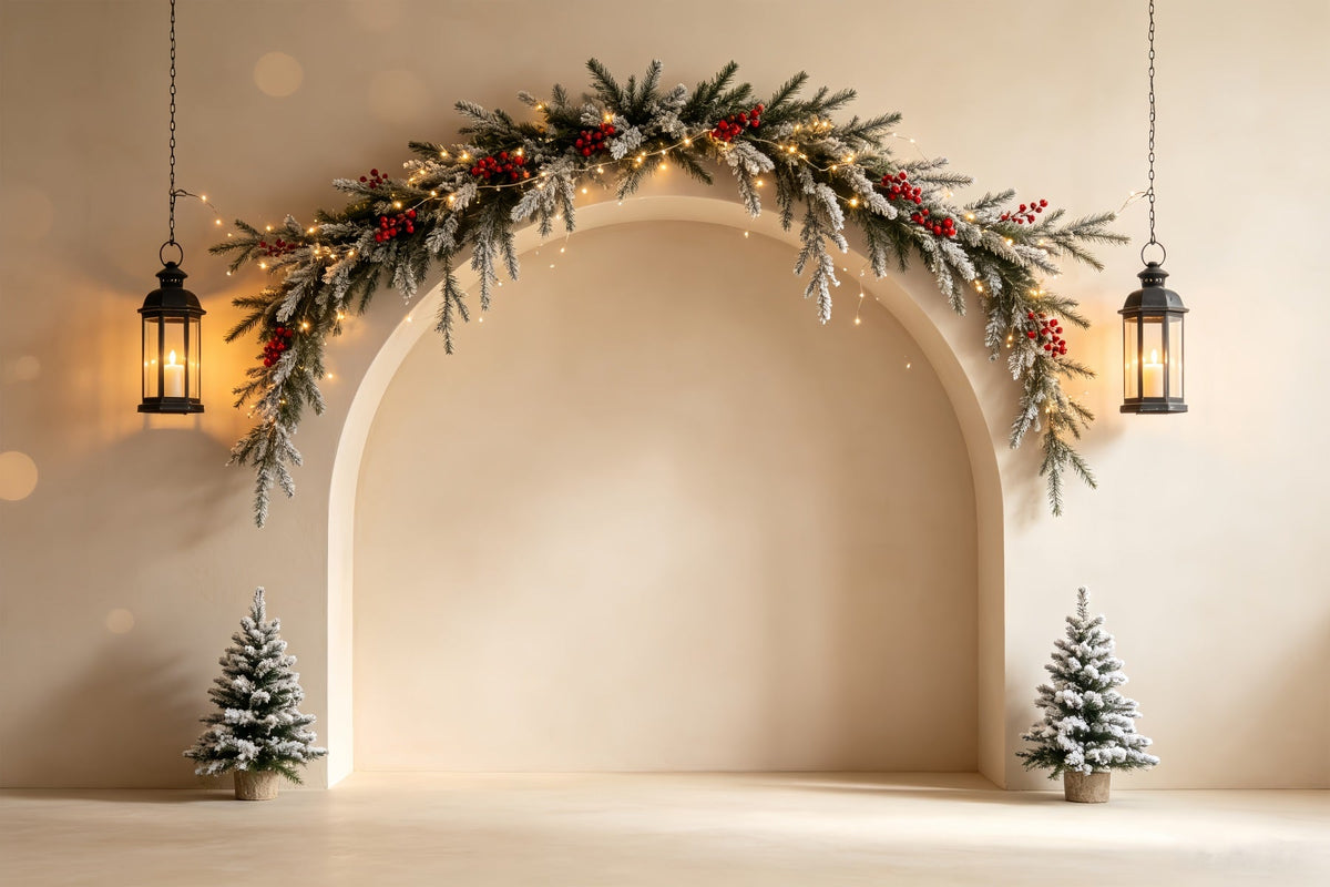 Boho-Weihnachtskulisse Eleganter Girlandenbogen Weihnachtskulisse CSH68-89
