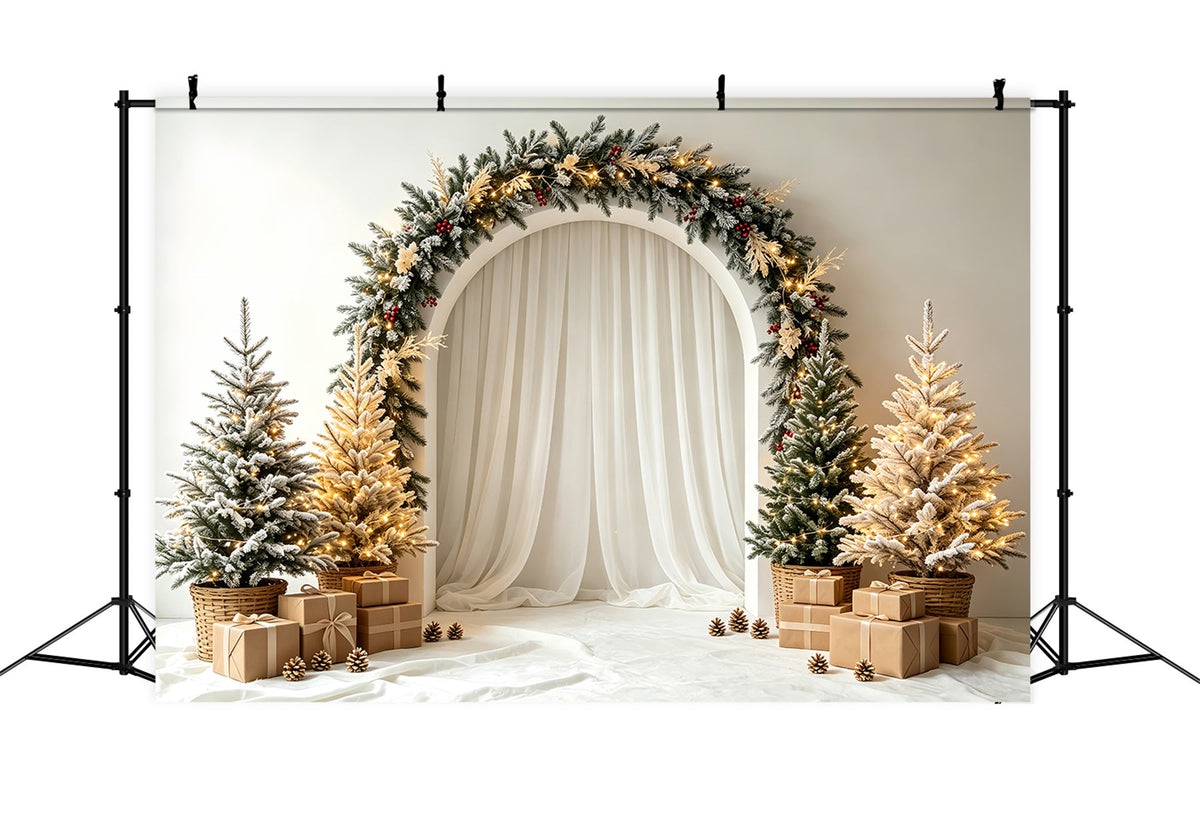 Weihnachtskranz-Hintergrund Milchglasbogen-Vorhang-Set Weihnachtsfotohintergrund CSH68-91
