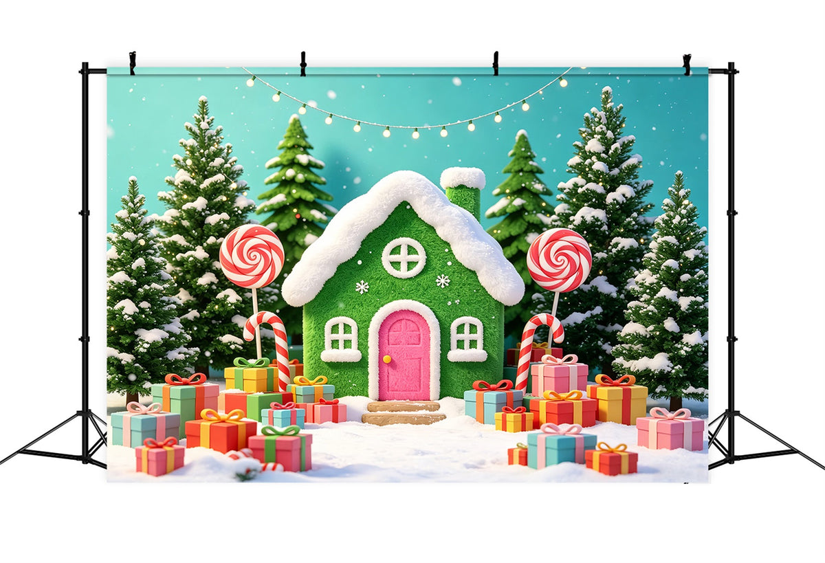 Fotohintergrund Aus Lebkuchen Bunte Bonbon-Häuschen-Ausstellung Weihnachtshintergrund CSH69-100