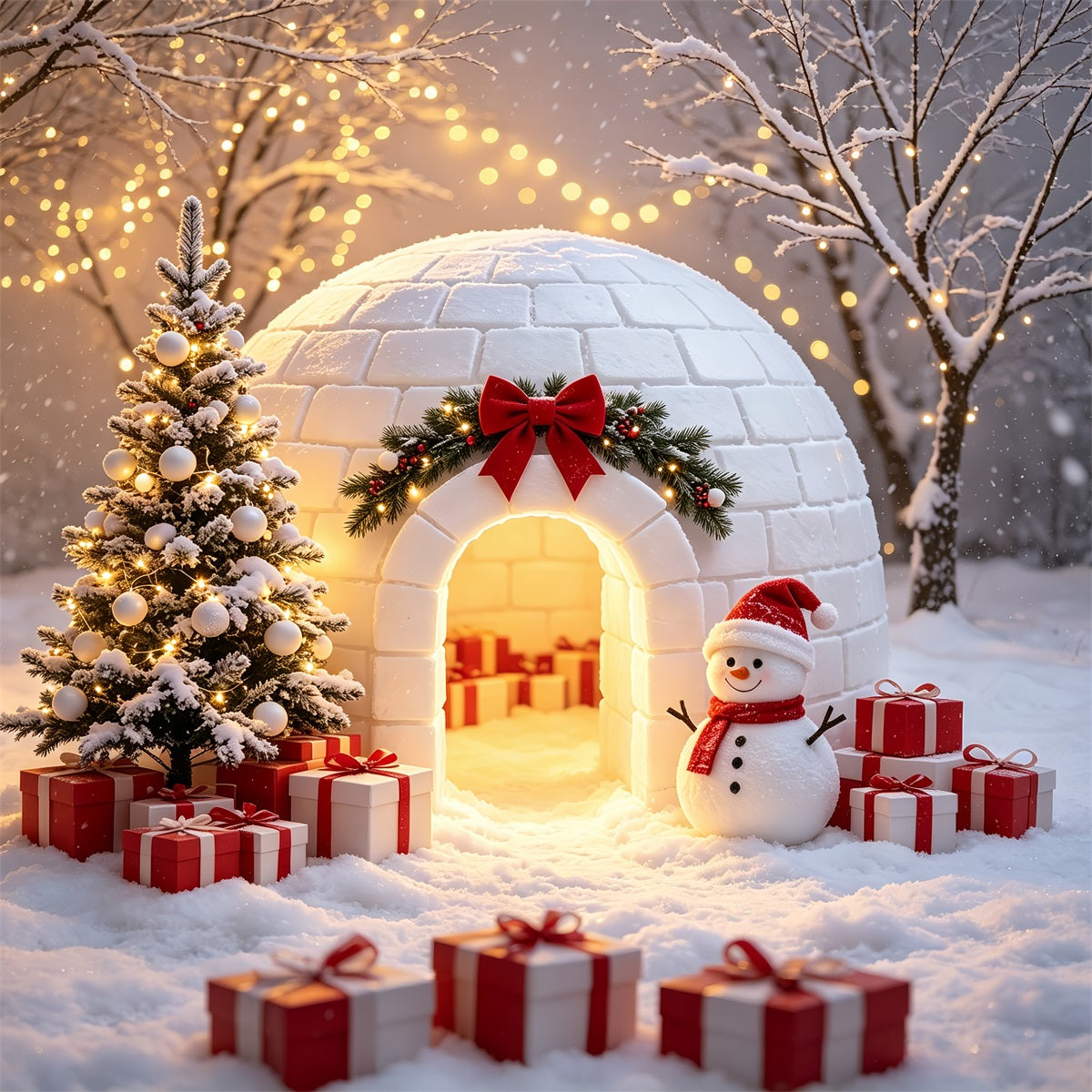 Fotohintergrund Nordpol Schneemann-Ausstellung Im Iglu Weihnachtsmann-Hintergrund CSH69-101