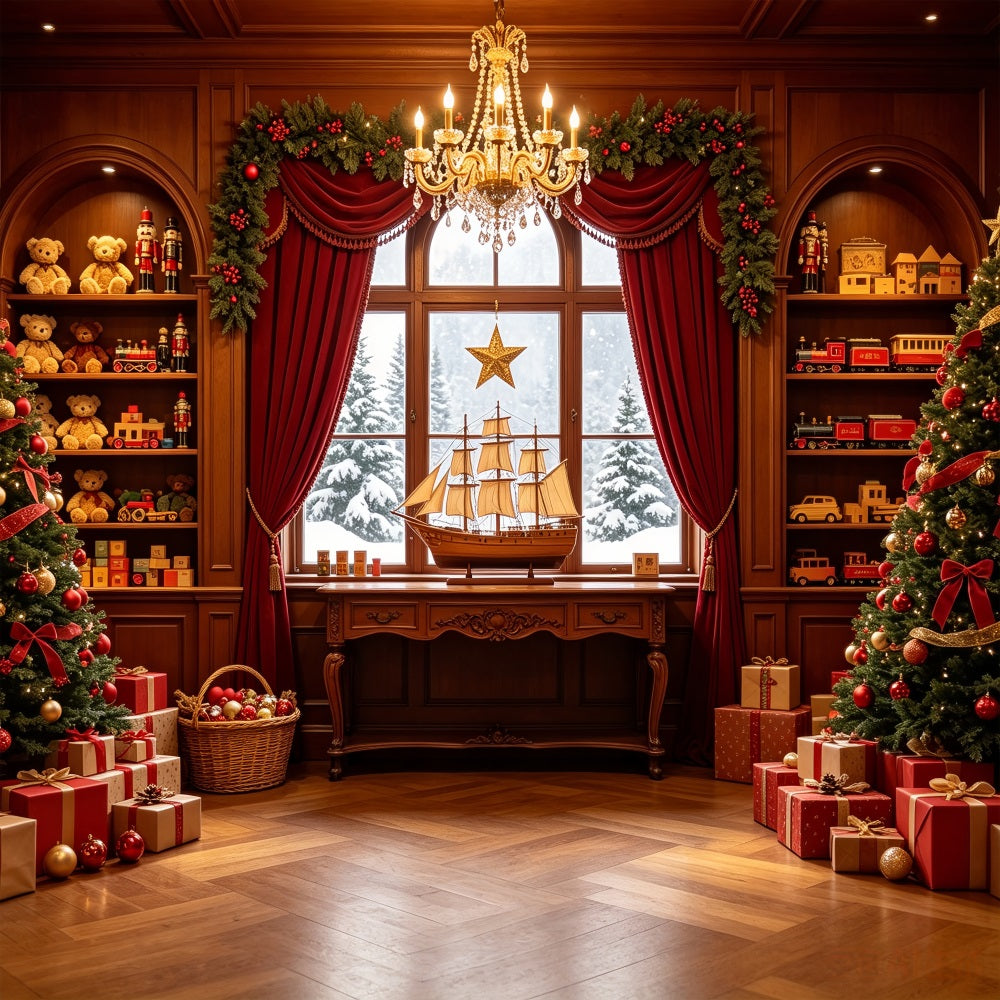 Weihnachtsfeier-Hintergrund Elegante Spielzeugbibliothek-Ausstellung Weihnachts-Fotohintergründe CSH69-12