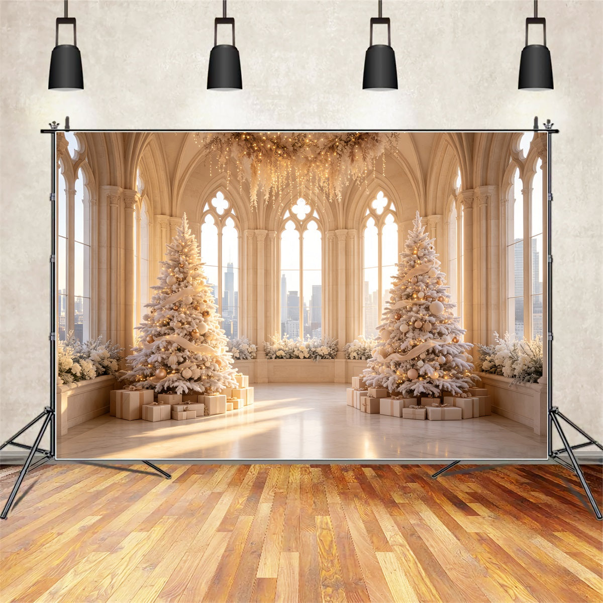 Viktorianische Weihnachtskulisse Weiße Kathedralenhalle Professionelle Weihnachtskulisse CSH69-20