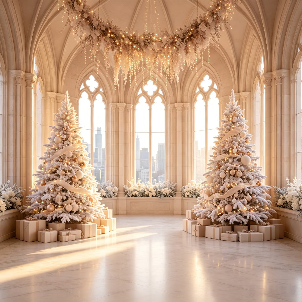 Viktorianische Weihnachtskulisse Weiße Kathedralenhalle Professionelle Weihnachtskulisse CSH69-20