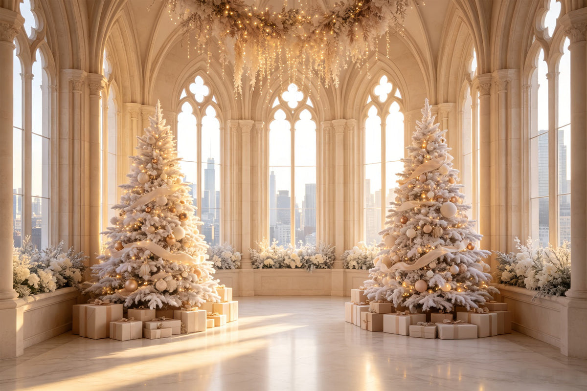 Viktorianische Weihnachtskulisse Weiße Kathedralenhalle Professionelle Weihnachtskulisse CSH69-20