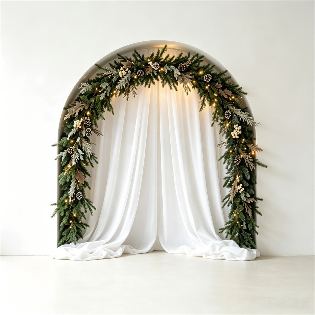 Weiße Weihnachtskulisse Eleganter Vorhanggirlandenbogen Weihnachtskulisse CSH69-26