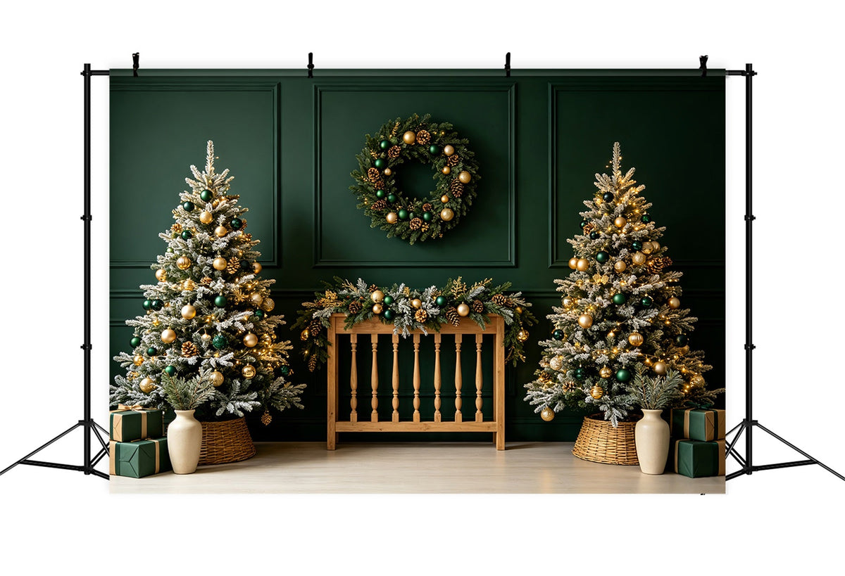 Weihnachtskopfteil-Hintergrund Smaragdgoldene Kinderzimmerdekoration Weihnachtsfotohintergrund CSH69-28