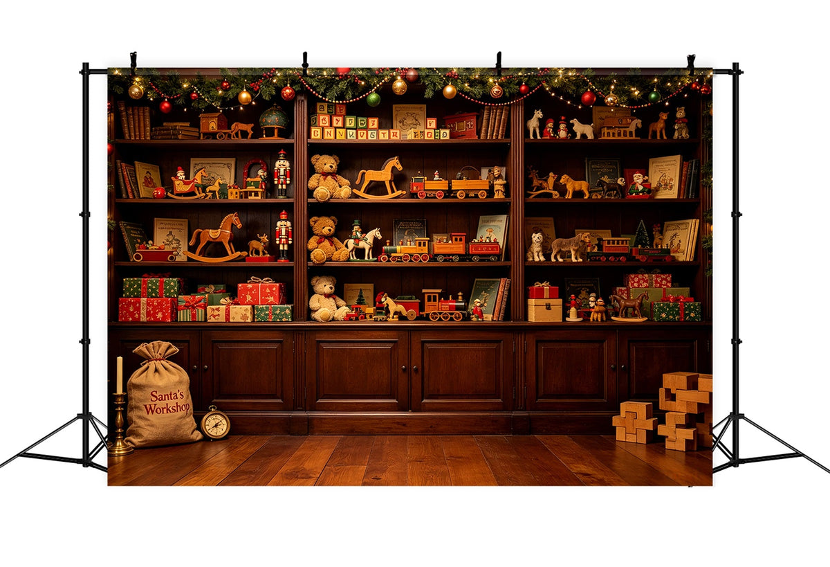 Weihnachtskulisse Für Den Innenbereich Regale Für Eine Vintage-Spielzeugwerkstatt Professionelle Weihnachtskulissen CSH69-32