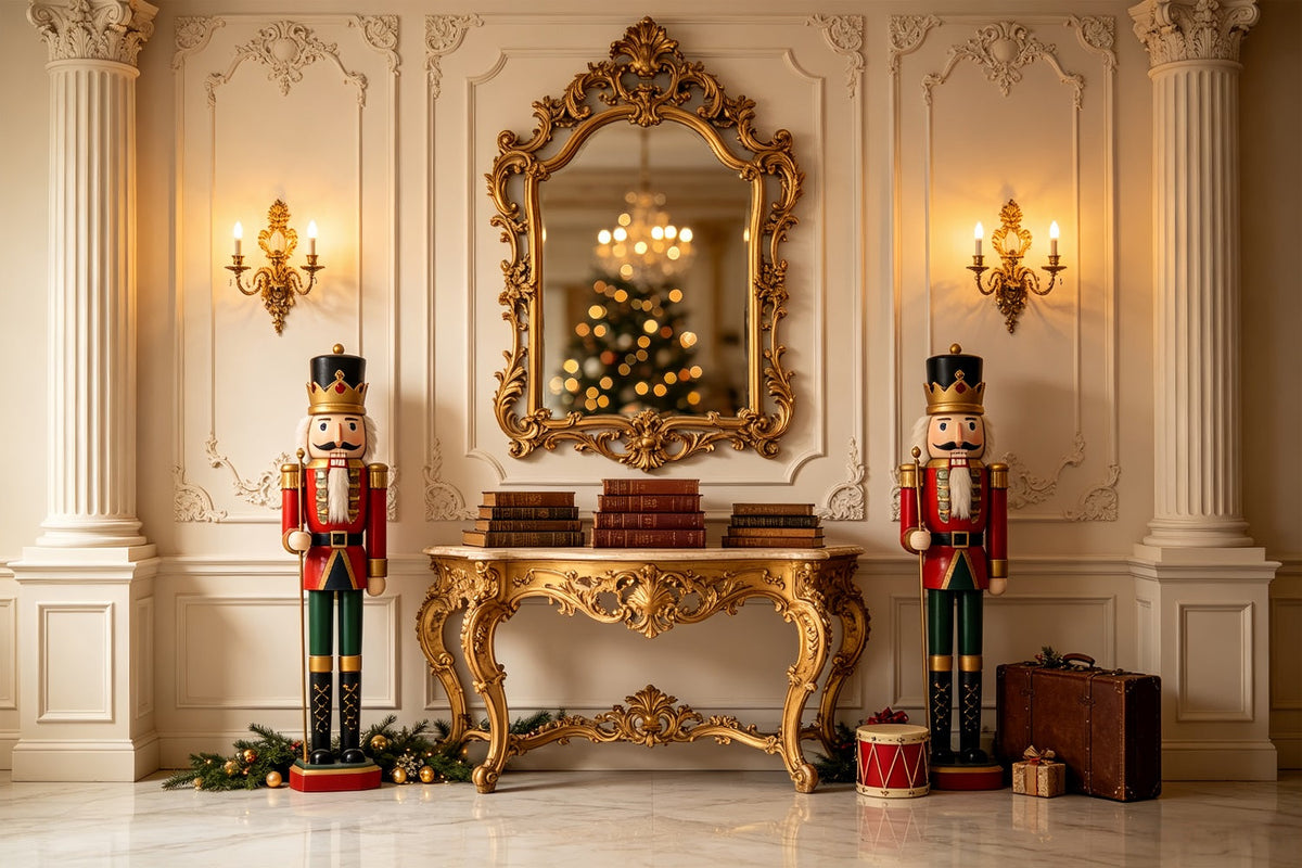 Weihnachts-Nussknacker-Hintergrund Spiegelkonsolenanzeige Weihnachtsfotohintergrund CSH69-34