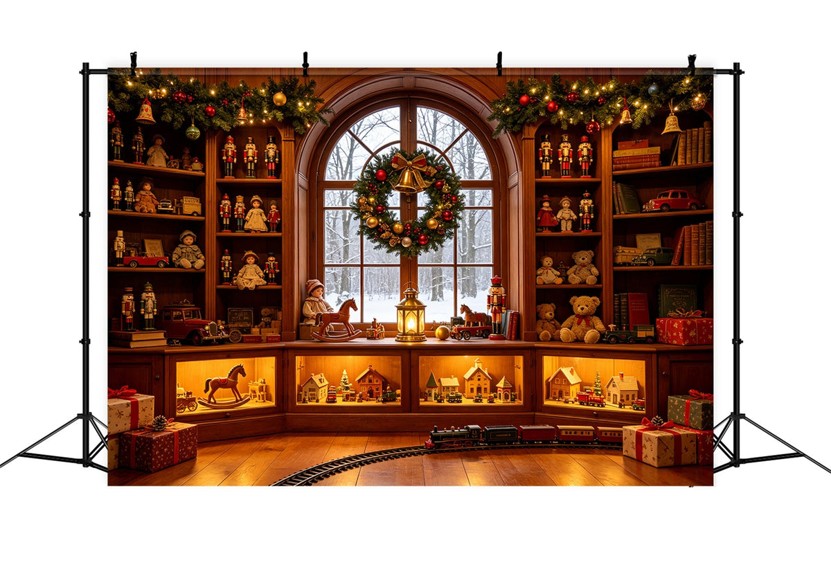 Weihnachtsmotiv-Hintergründe Nussknacker-Spielzeugbibliothek-Ausstellung Weihnachtswand-Hintergrund CSH69-36