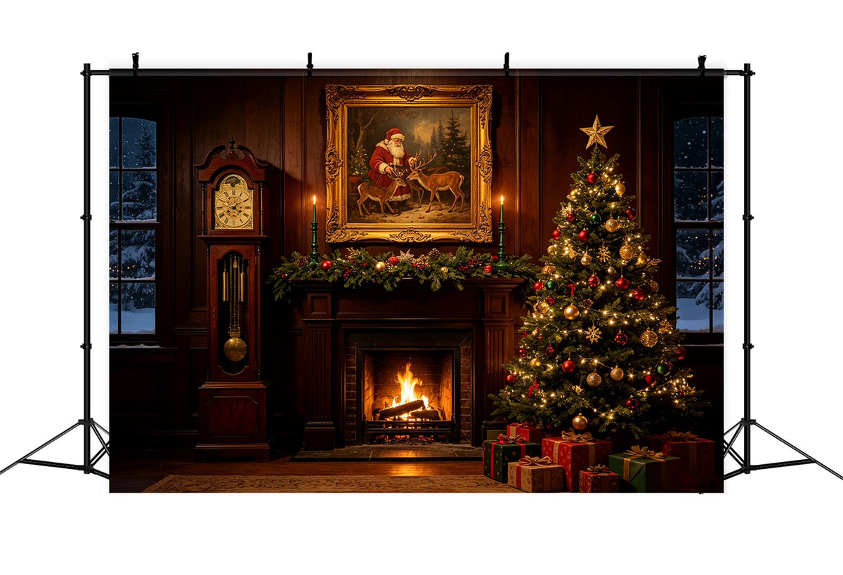 Weihnachtliche Kaminkulisse Kaminzimmer Mit Weihnachtsmannporträt Große Weihnachtskulisse CSH69-38