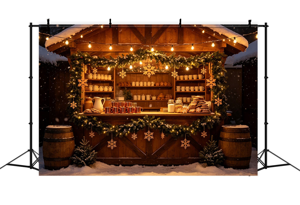 Winterliche Weihnachtskulisse Marktstand Für Schneeflockenkekse Weihnachtsfotohintergrund CSH69-45