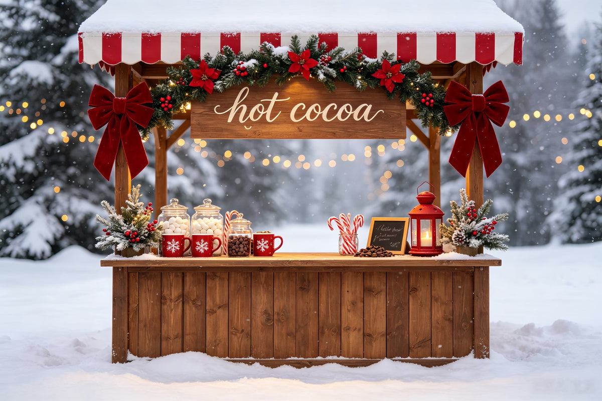 Verschneite Weihnachtskulisse Winterstand Für Heiße Schokolade Weihnachtskulisse Für Den Innenbereich CSH69-46