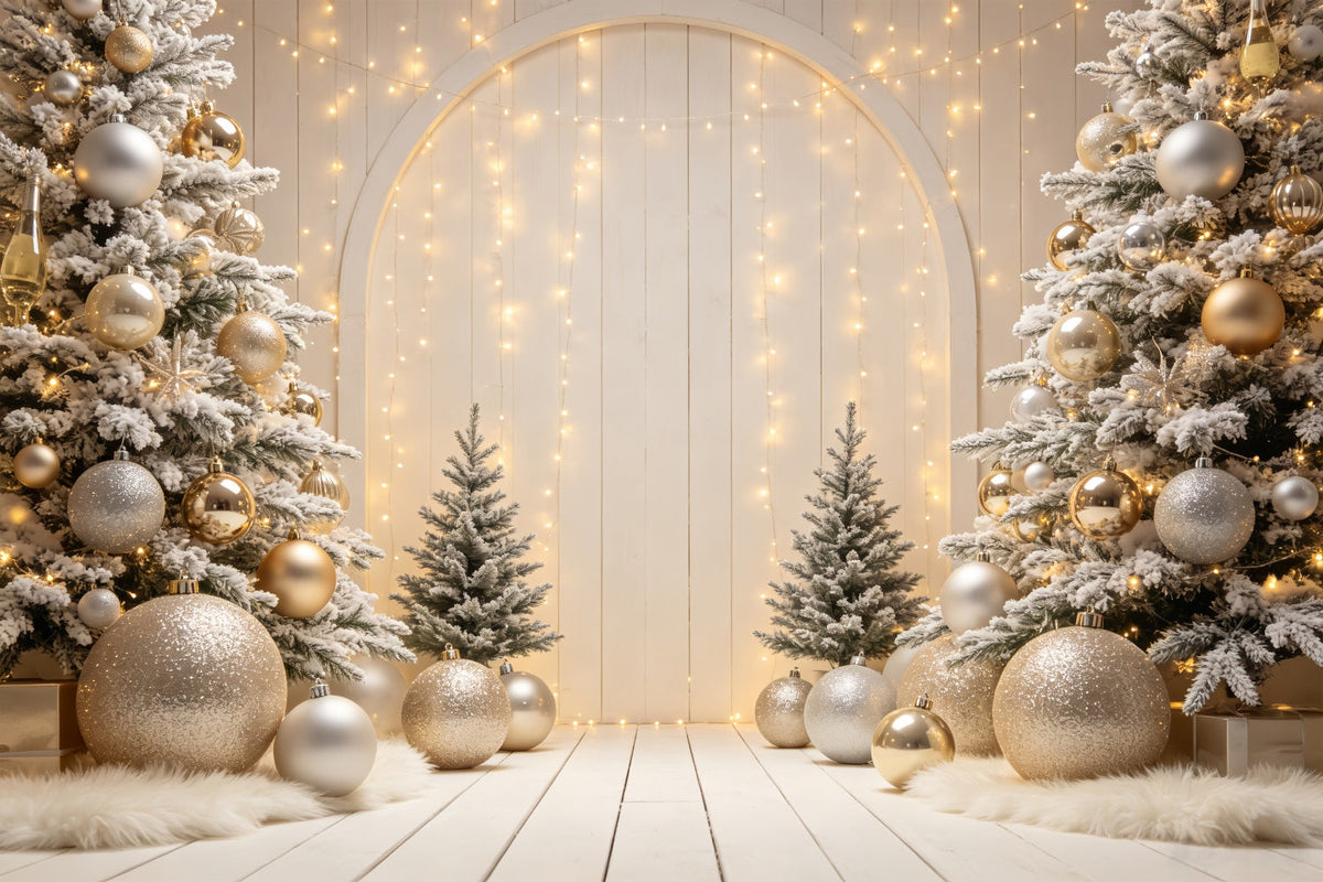 Weihnachtshintergrund Goldener Ornamentbogen Weihnachts-Porträt-Hintergrund CSH69-56