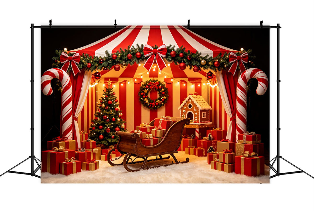 Kulisse Für Die Weihnachtswerkstatt Zuckerstangen-Zelt-Schlitten-Ausstellung Weihnachtskulisse Für Partys CSH69-58