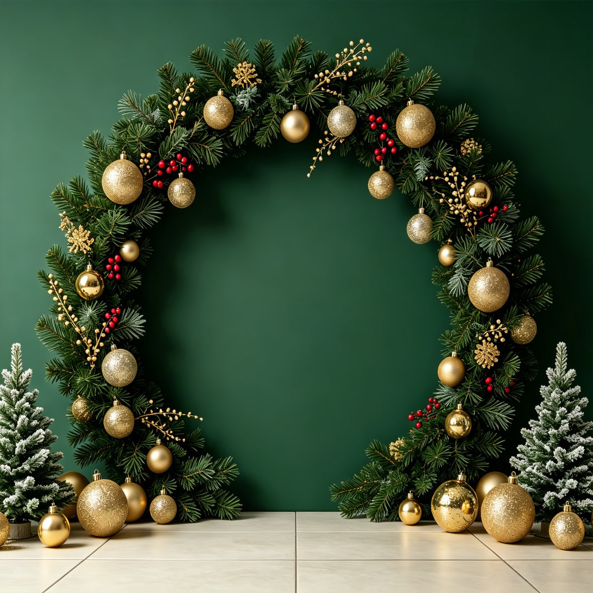 Weihnachts-Fotohintergründe Grüner Ornamentbogen-Display Weihnachts-Porträt-Hintergrund CSH69-60