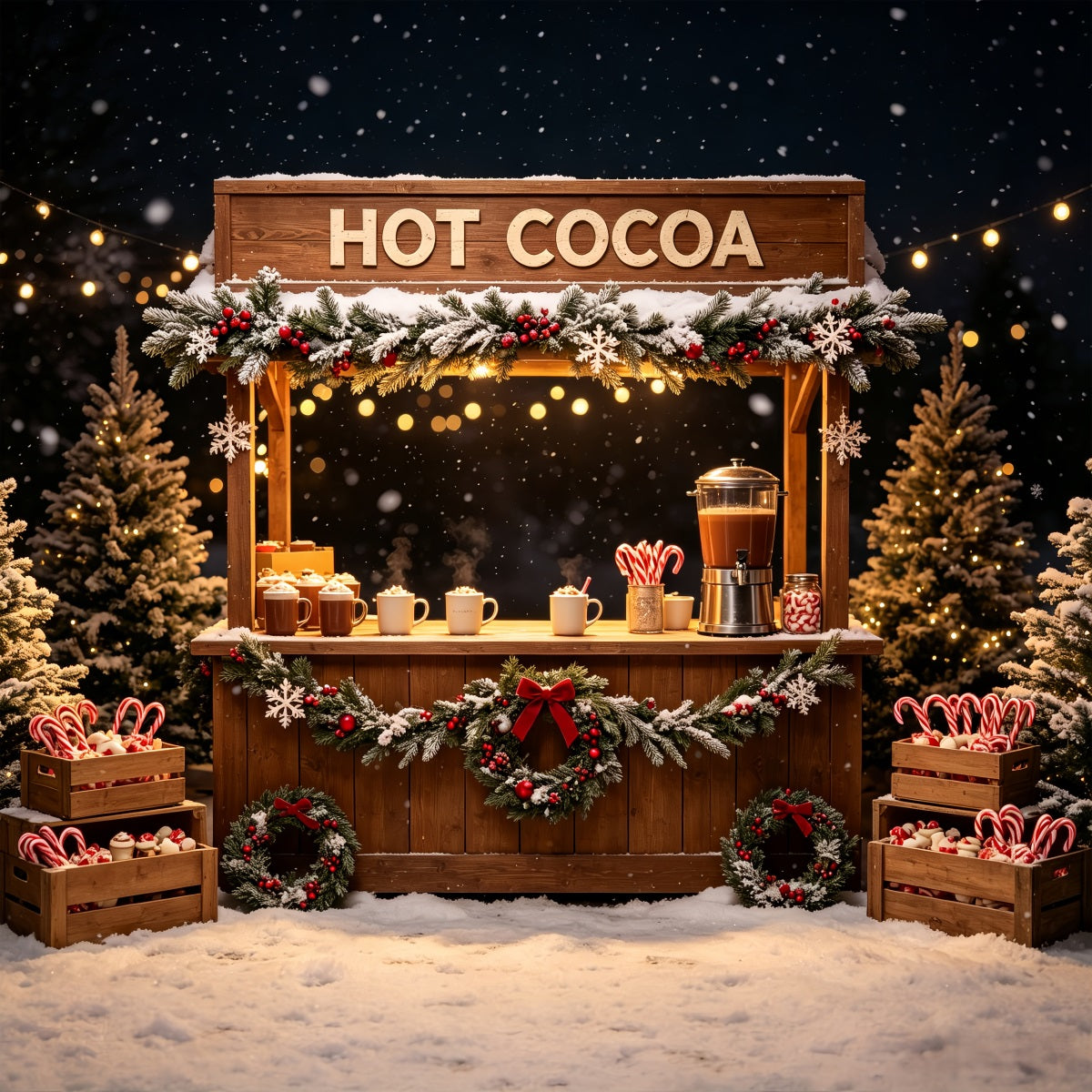 Weihnachtsfeier-Hintergrund Standdisplay Für Heiße Schokolade Weihnachtshintergrund CSH69-63