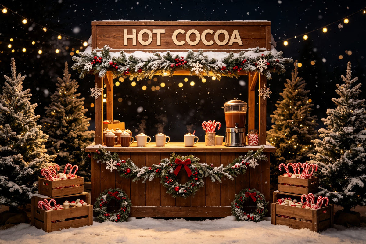 Weihnachtsfeier-Hintergrund Standdisplay Für Heiße Schokolade Weihnachtshintergrund CSH69-63