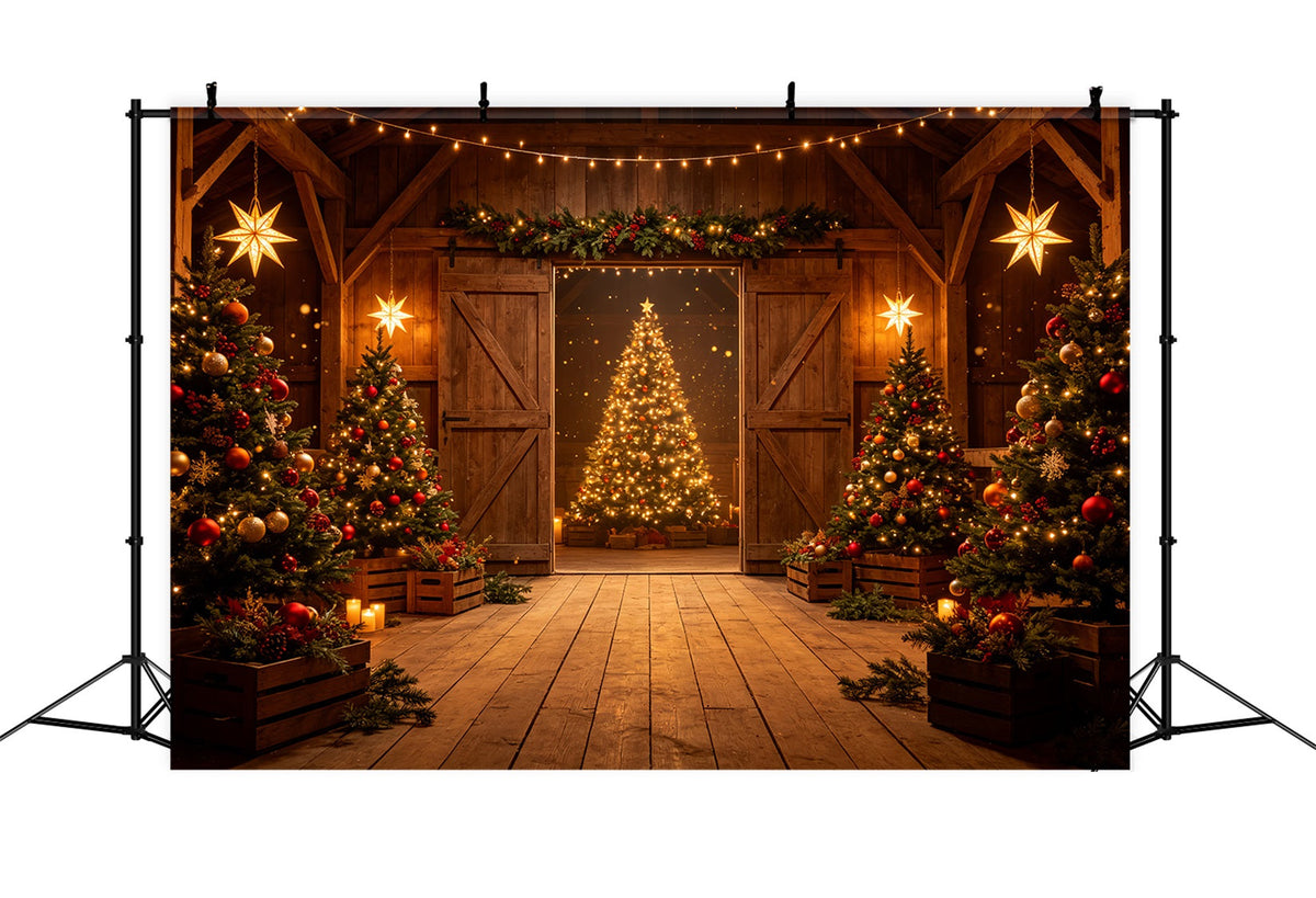 Western-Weihnachtskulisse Rustikale Scheunenbaum-Beleuchtung Weihnachtliche Außenkulisse CSH69-67