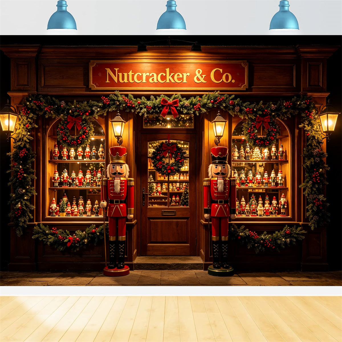 Hintergrundszene Für Eine Nussknacker-Party Schaufensterdekoration Für Spielzeugläden Hintergrundkulisse CSH69-71