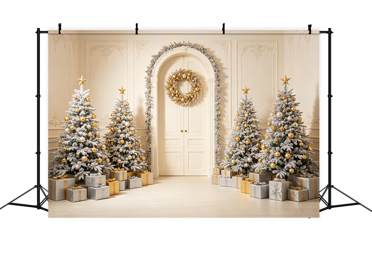 Weihnachtskarten-Hintergrund Weiße Torbogen-Baumdekoration Weihnachts-Fotohintergrund CSH69-72