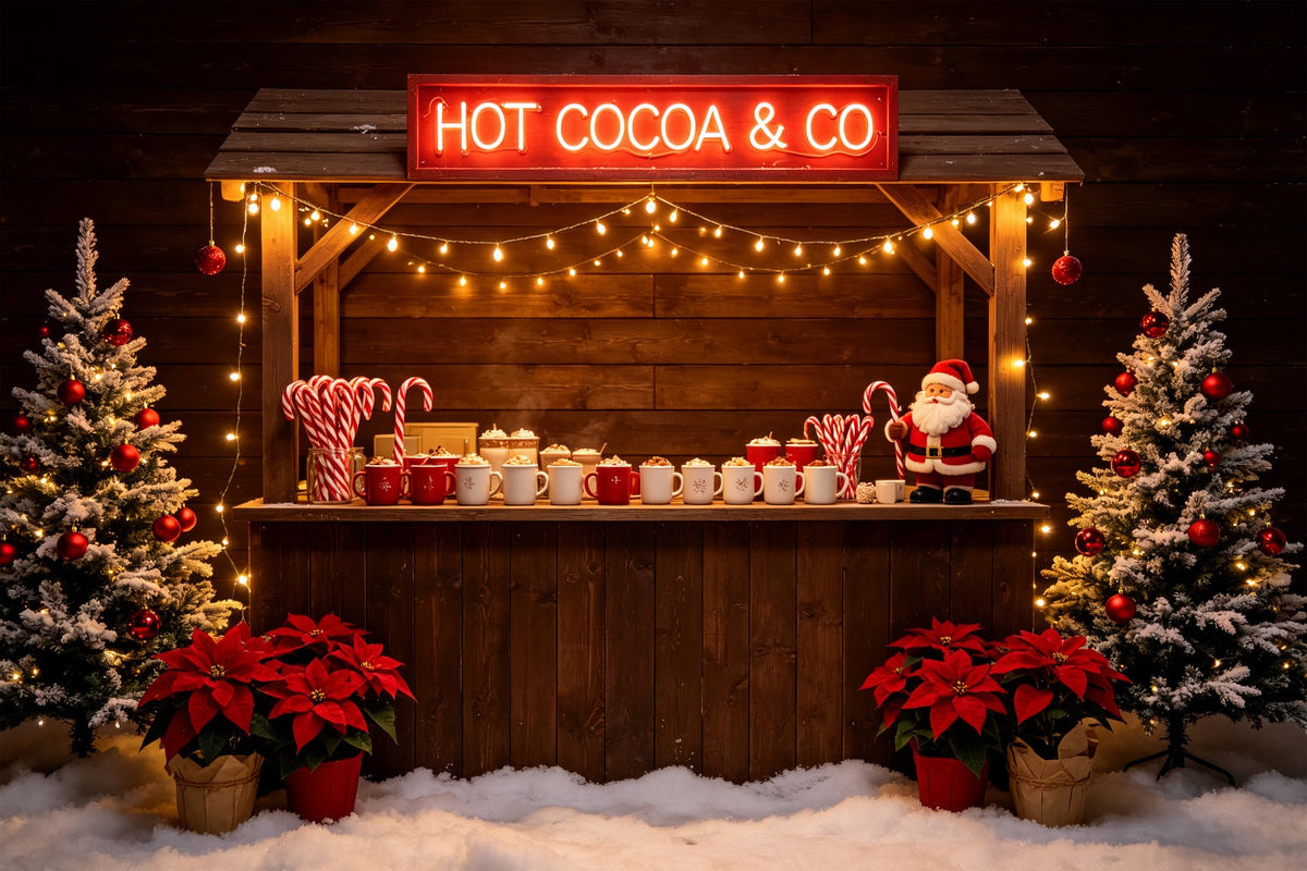 Weihnachtskulisse Für Partys Holzbar Für Heiße Schokolade Weihnachtsfeier-Hintergrund CSH69-74