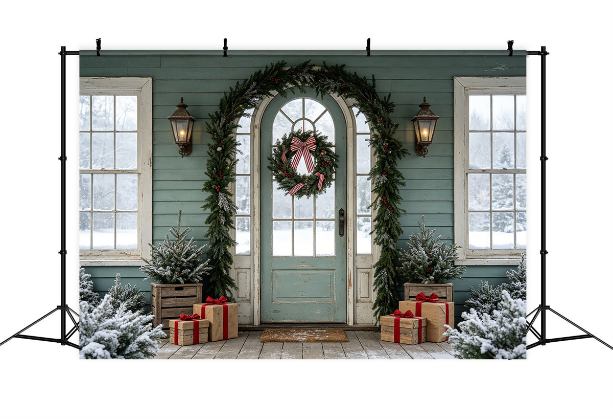Weihnachtskarten-Hintergrund Türöffnung In Milchglasgrün Weihnachtshintergrund CSH69-77