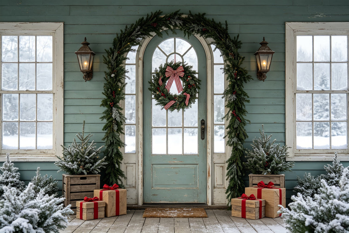 Weihnachtskarten-Hintergrund Türöffnung In Milchglasgrün Weihnachtshintergrund CSH69-77