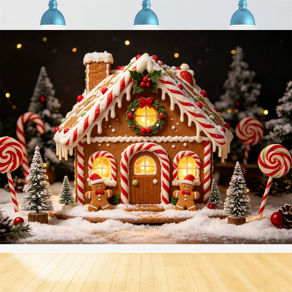 Fotohintergrund Aus Lebkuchen Cottage Candy House Lebkuchenhaus-Hintergründe CSH69-87