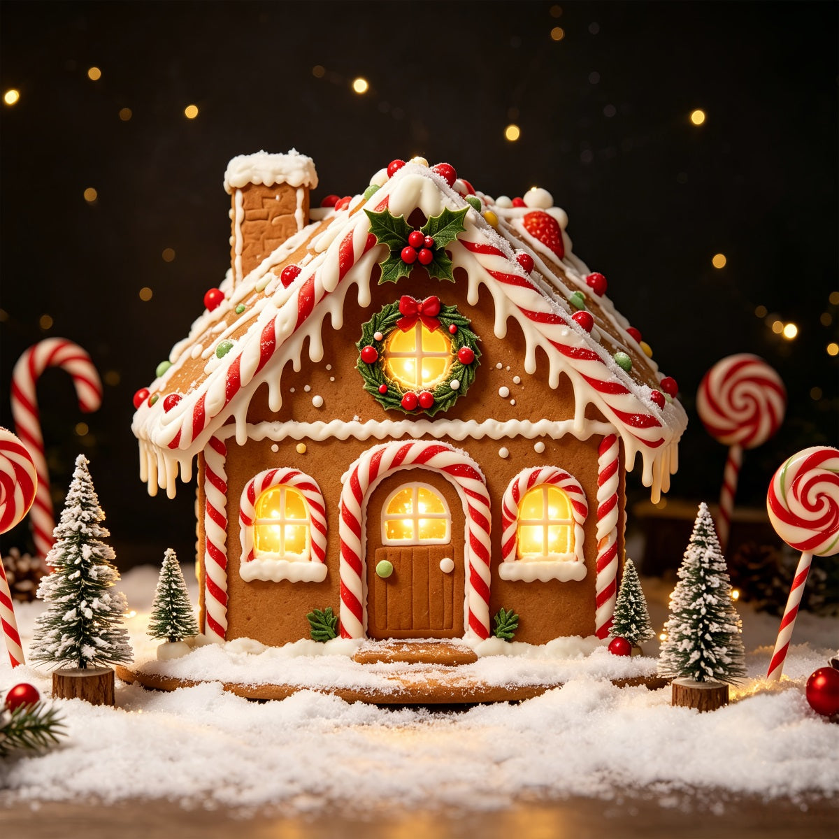 Fotohintergrund Aus Lebkuchen Cottage Candy House Lebkuchenhaus-Hintergründe CSH69-87