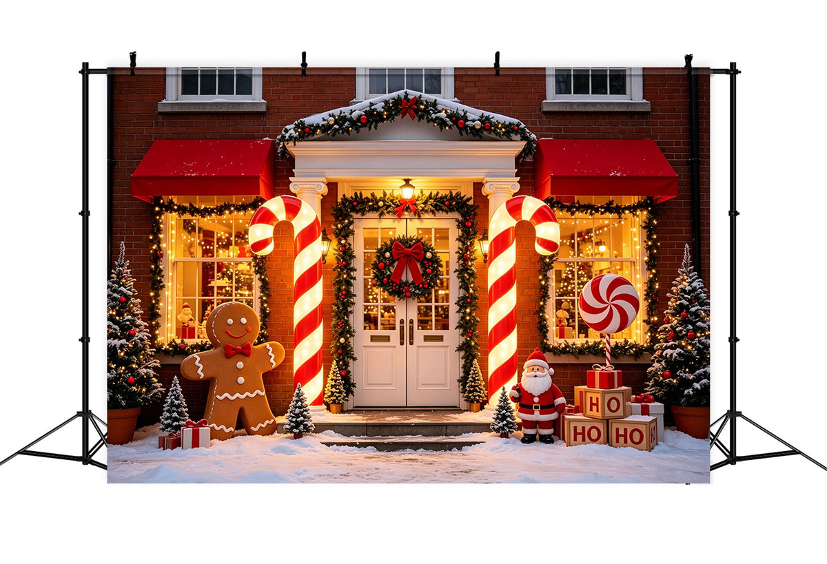 Hintergrund Für Weihnachtsmann-Fotos Zuckerstangen-Verandaeingang Weihnachtsmann-Fotohintergründe CSH69-91