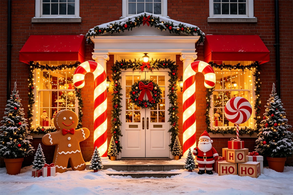 Hintergrund Für Weihnachtsmann-Fotos Zuckerstangen-Verandaeingang Weihnachtsmann-Fotohintergründe CSH69-91