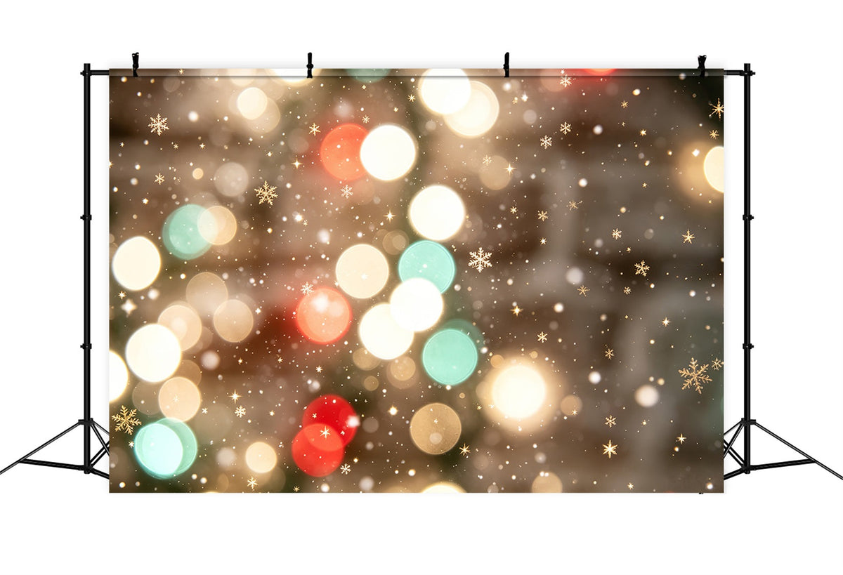 Weihnachtsbeleuchtung-Hintergrund Festliches Schneeflocken-Bokeh Hochauflösender Weihnachtsfotohintergrund CSH69-94