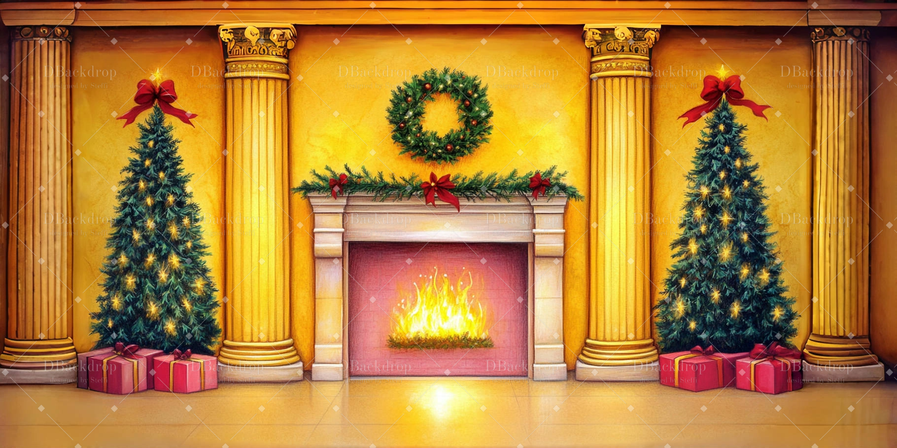 Weihnachtsbühnenhintergründe „Weihnachts-Luxuswohnzimmer“ Theaterhintergrund CSH59-T8